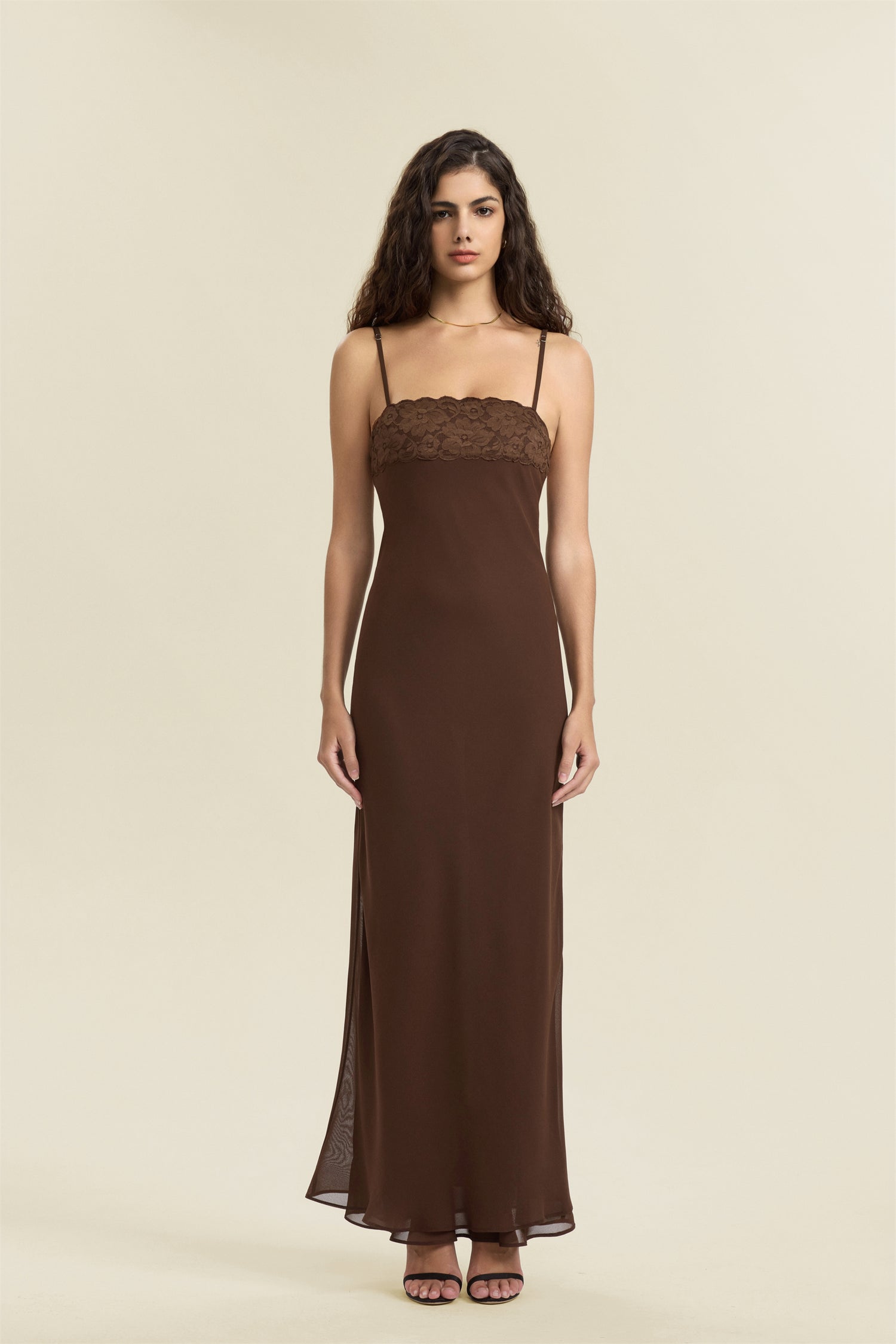 The Arwen dress Lace-Appliqued Tulle Halter Long Dress with Open Back