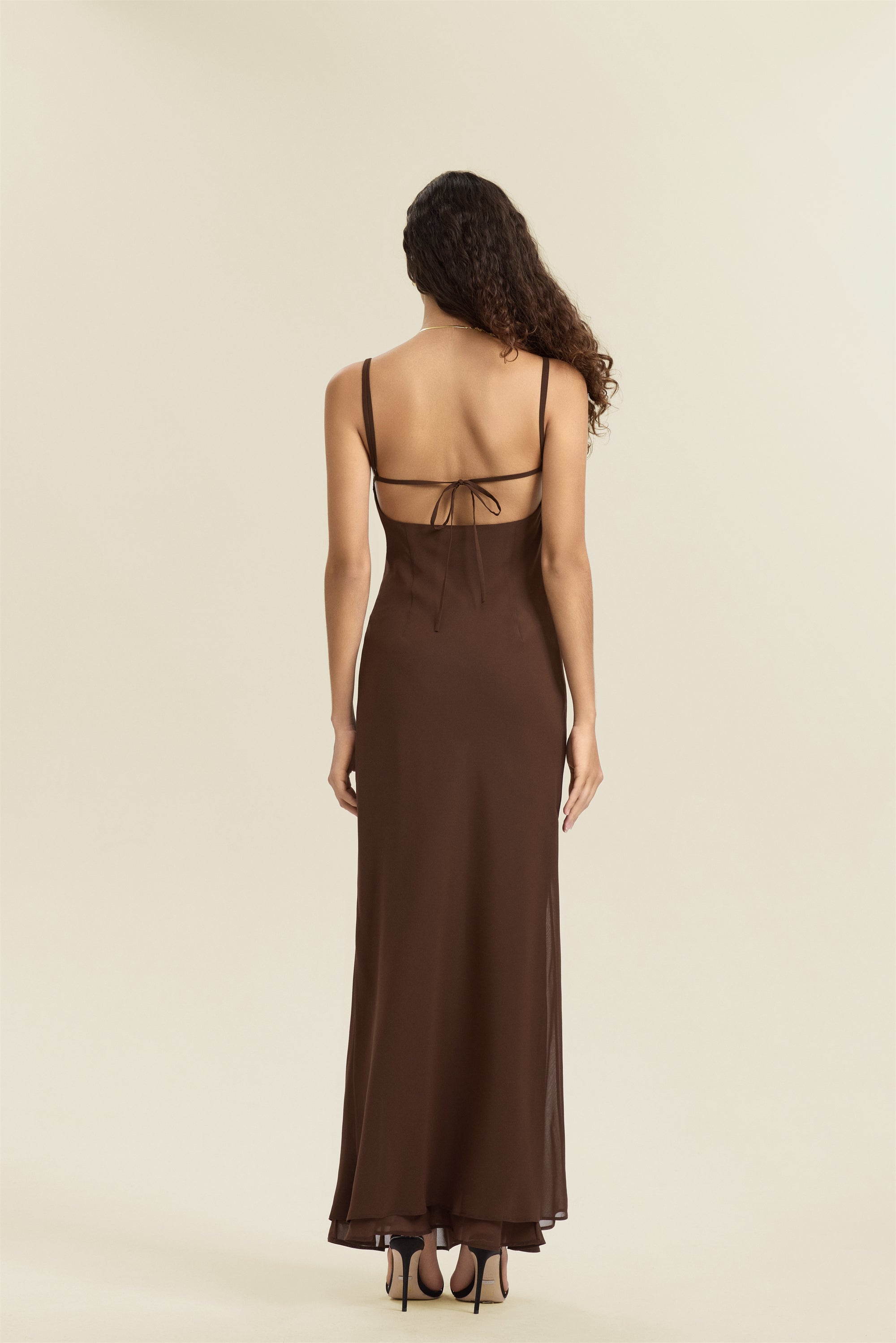 The Arwen dress Lace-Appliqued Tulle Halter Long Dress with Open Back