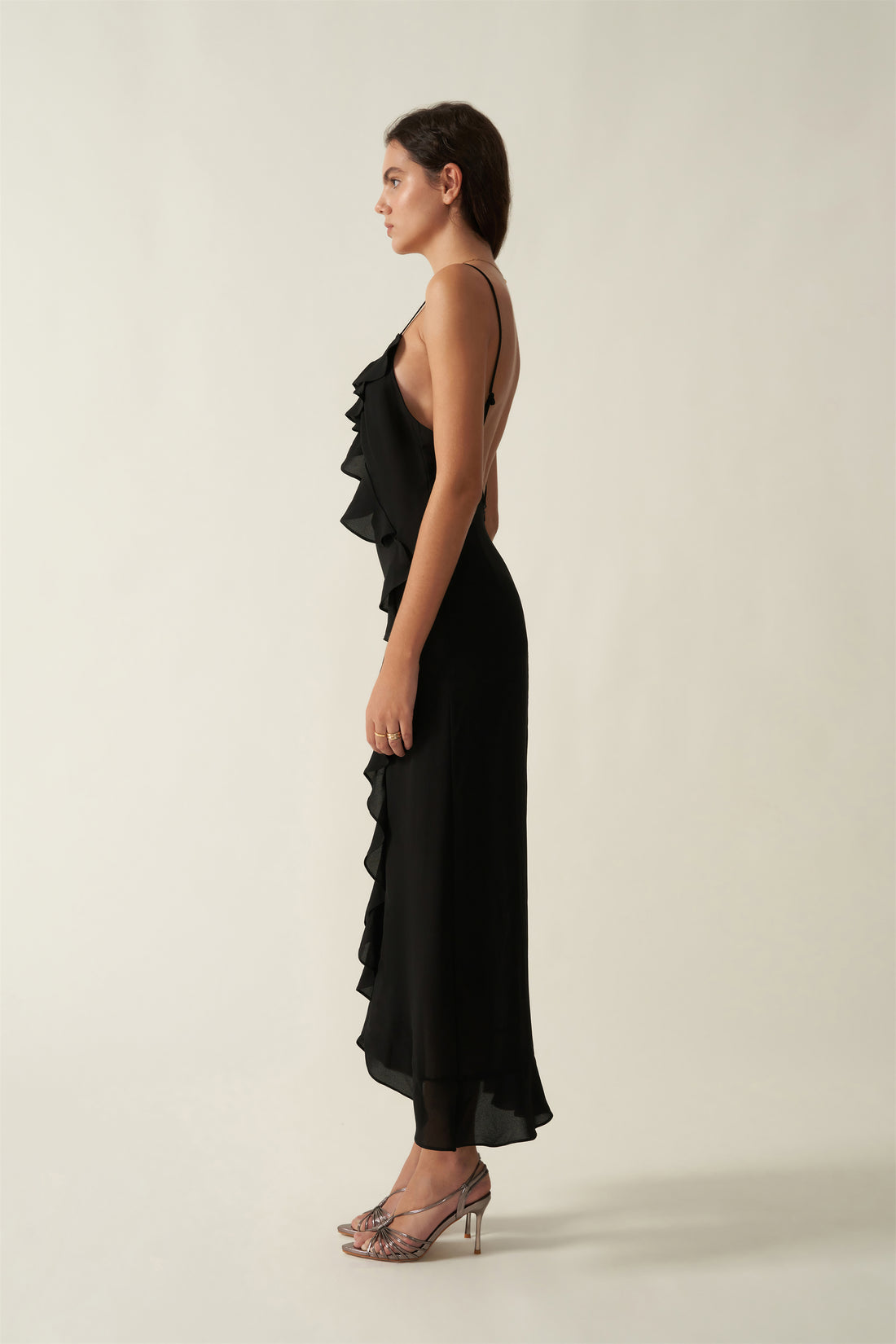 The Samantha dress Puff Ruffle Irregular Open Back Fitted Halter Dress